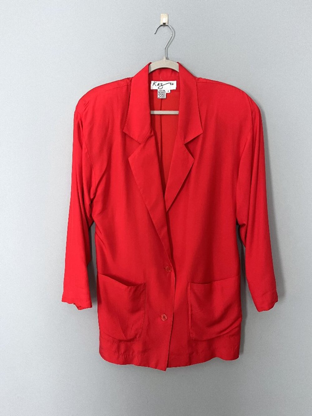 Vintage Kazu 100% Silk Long Blazer (Red) S